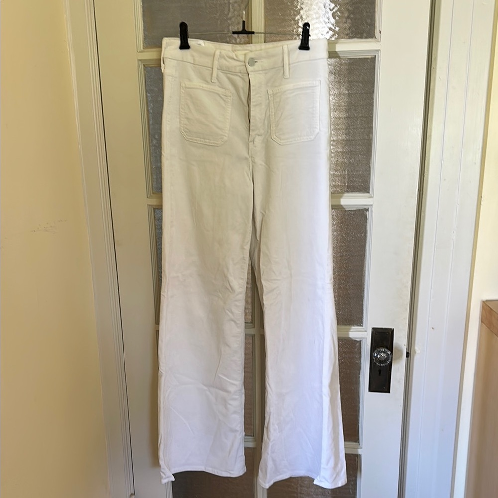 MOTHER The Patch Pocket Roller Skimp White Corduroy Pants Sz 29